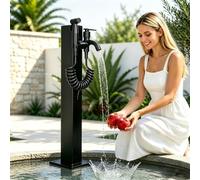Robinet de jardin autoportant en acier inoxydable, bouche d'eau extérieure verticale avec robinet à double sortie, colonne d'eau moderne à montage au sol sur patio et cour