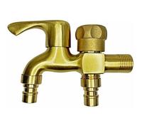 Robinet de jardin double - AUCUNEARY - 1/2 pouce - Laiton - Antigel - Double sortie (jardin/machine à laver)
