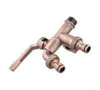 Robinet de jardin en cuivre massif avec double sortie, entrée de 1,27 cm et sortie de 1,9 cm pour machine à laver et tuyau d'eau, robinet d'extérieur résistant aux intempéries (bronze rouge)