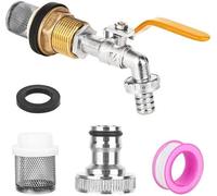 Robinet de jardin en laiton Unyqoos® avec système de filtration intégré, robinet extérieur robuste, raccord universel pour cuve de récupération d'eau de pluie, irrigation et lavage de voiture