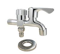 Robinet de Jardin Extérieur Double Sortie Intercalable, Robine Lave-Linge et Arrosage, Entrée 1/2 Pouce (G1/2), Corps en Alliage de Zinc Chromé, Avec Ruban Joints, Pour Balcon et Garage
