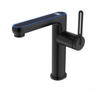 Robinet de lavabo à code couleur LED pour évier avec double capacité d'alimentation en eau et construction en laiton pour un fonctionnement quotidien constant (noir)