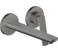 Robinet de lavabo à levier unique, encastré, pour montage mural, avec un bec de 195 mm - Design cubique, finition noir chrome poli