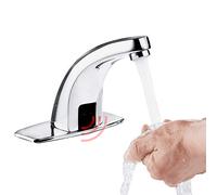 Robinet de Lavabo Automatique sans Contact, Mitigeur Électronique Infrarouge Eau Froide et Chaude, Mains Libres, Robinet à Capteur pour Salle de Bains, Cuisine et Toilettes, Fini