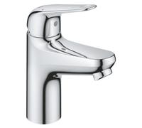 Robinet de lavabo avec mécanisme de vidange à poussoir, économe en eau, chromé, 16 cm
