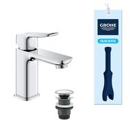Robinet de lavabo avec mécanisme de vidange escamotable, finition chrome, taille S, marque QuickTool