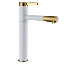 robinet de lavabo avec mitigeur Laiton coloré Blanc/Or