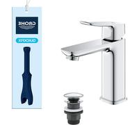 Robinet de lavabo avec siphon - Mélangeur à une poignée - Pour une utilisation quotidienne - Économie d'eau - 172 mm - Chrome