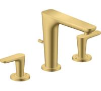 Robinet de lavabo AXOR Citterio C, 3 trous, modèle 125, avec système de vidange à tirette, finition laiton brossé
