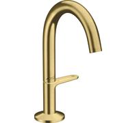 Robinet de lavabo AXOR One, modèle Select 140, avec système de vidange à poussoir, finition laiton brossé