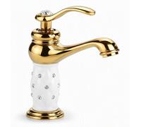 Robinet de lavabo, blanc, doré, en laiton, mélangeur à levier unique, style rétro vintage