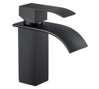 Robinet de Lavabo Cascade - CECIPA MAX - Acier Inox - Noir - Hauteur 160 mm - Économie d'eau