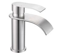 Robinet de Lavabo Cascade - CECIPA MAX - Inox Brossé - Économie d'eau - Design Élégant - Bec Fixe