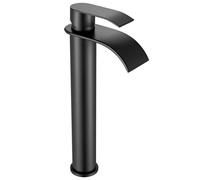 Robinet de Lavabo Cascade - CECIPA MAX - Mitigeur Noir - Inox - Hauteur 320 mm - Économie d'eau
