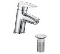 Robinet de lavabo chromé avec bonde à clapet, montage à un trou