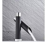 Robinet de lavabo chromé avec Noir Poli, Ensemble de robinets de Salle de Bains à Montage sur Pont, mitigeur de lavabo à Trou Unique, poignée Unique