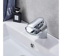 Robinet de lavabo chromé Poli, Robinet de lavabo monté sur Le Pont de Salle de Bains, Ensemble de robinets d'évier mitigeur monotrou à poignée Unique