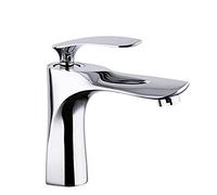 Robinet de lavabo chromé, robinets de lavabo de Salle de Bains à poignée Unique, Robinet de lavabo brossé mélangeur d'eau Chaude et Froide, Robinet d'évier monté sur Le Pont