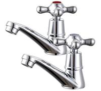 Robinet de lavabo chromé - Virex® - Paire de robinets - Style victorien - Finition chromée - Levier croisé ergonomique