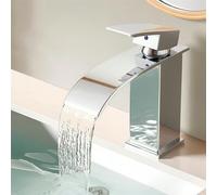 Robinet de lavabo de salle de bain à monocommande avec affichage de la température, bec cascade, robinet de vasque, mitigeur de lavabo Acier inoxydable