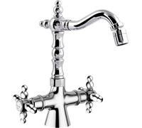 Robinet de lavabo de style Art nouveau rétro Casa Padrino, argenté, hauteur 23,5 cm - Robinet monocommande de haute qualité en laiton, idéal pour les bidets