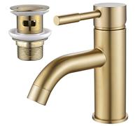 Robinet de lavabo doré, mitigeur à levier unique, avec bonde à clapet