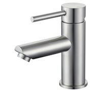 Robinet de lavabo en acier inoxydable brossé, hauteur du bec de 79 mm, mitigeur à un levier