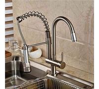 Robinet de lavabo en Nickel brossé, Robinet de Cuisine, Bec pivotant, mitigeur d'évier monté sur Le Pont, Trou de poignée Unique, Eau Chaude et Froide