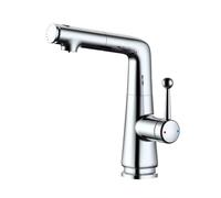 Robinet de lavabo extractible rotatif réglable en laiton, couleur chrome