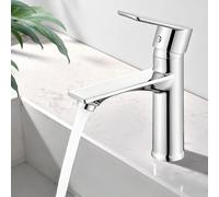 Robinet de lavabo, finition chrome, sans plomb, avec insert en céramique