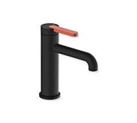 Robinet de lavabo Hewi AQ477 AQ1.12M1136036, finition noir mat profond thermolaqué, poignée corail