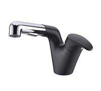 Robinet de lavabo, mitigeur de salle de bain avec douchette extractible, commande unique eau chaude/froide, noir, robinet de lavabo à poser, robinet moderne en cuivre monotrou, convient pour toilett