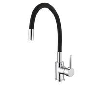 Robinet de Lavabo Mitigeur K2O Flex 22x9,6x36,6 cm Chrome avec Flexible de 35 cm, Bec Flexible Noir et Aérateur