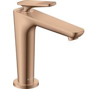 Robinet de lavabo monocommande AXOR Citterio C 125 avec technologie CoolStart et bonde de vidange - Forme cubique, finition or rouge poli