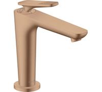 Robinet de lavabo monocommande AXOR Citterio C 125 avec technologie CoolStart et bonde intégrée - Forme cubique, finition or rouge brossé
