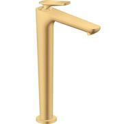 Robinet de lavabo monocommande AXOR Citterio C 250 avec technologie CoolStart et bonde de vidange - Design cubique, finition or brossé
