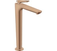 Robinet de lavabo monocommande AXOR Citterio C 250 avec technologie CoolStart et bonde intégrée - Forme cubique, finition or rouge brossé