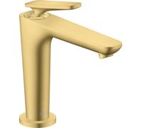 Robinet de lavabo monocommande AXOR Citterio C, modèle 125, avec technologie CoolStart, livré avec bonde et siphon, finition laiton brossé