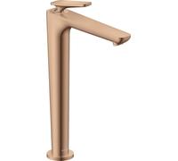 Robinet de lavabo monocommande AXOR Citterio C, modèle 250, avec technologie CoolStart, livré avec bonde et siphon, finition or rouge poli
