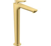 Robinet de lavabo monocommande AXOR Citterio C, modèle 250, avec technologie CoolStart, livré avec bonde et siphon, finition laiton brossé
