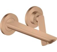 Robinet de lavabo monocommande encastré AXOR Citterio C, pour montage mural, avec un bec de 195 mm - Design cubique, finition or rouge brossé