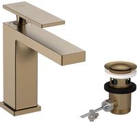 robinet de lavabo monocommande hansgrohe Tecturis E, finition bronze brossé, avec technologie CoolStart et EcoSmart+, comprenant un mécanisme de vidange à tirette