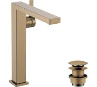 robinet de lavabo monocommande Hansgrohe Tecturis E, finition bronze brossé, système CoolStart et EcoSmart+, conçu pour les vasques à poser, avec système de bonde à ouverture par pression