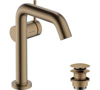 Robinet de lavabo monocommande hansgrohe Tecturis S, finition bronze brossé, avec technologie CoolStart et EcoSmart+, débit réglable et système de bonde à ouverture par pression