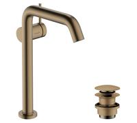 Robinet de lavabo monocommande hansgrohe Tecturis S, finition bronze brossé, système CoolStart et EcoSmart+, conçu pour les vasques à poser, avec système de bonde à ouverture par pression