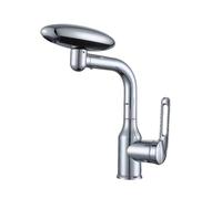 Robinet de lavabo multifonctionnel à cascade, 4 modes, pulvérisateur jet, rotation 360 °, eau chaude et froide,Amélioration de la maison(Silver)