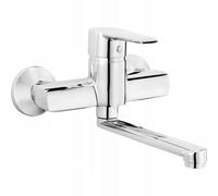 Robinet de lavabo mural monocommande avec bec orientable, chromé Corio