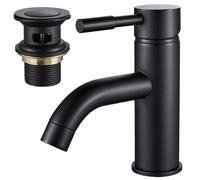 Robinet de lavabo noir, mitigeur à levier unique avec bonde à clapet, en laiton