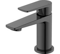 Robinet de lavabo noir, mitigeur à levier unique, en laiton, avec bonde