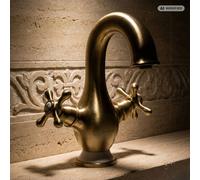 Robinet de lavabo PaulGurkes en bronze antique à deux commandes, style rétro